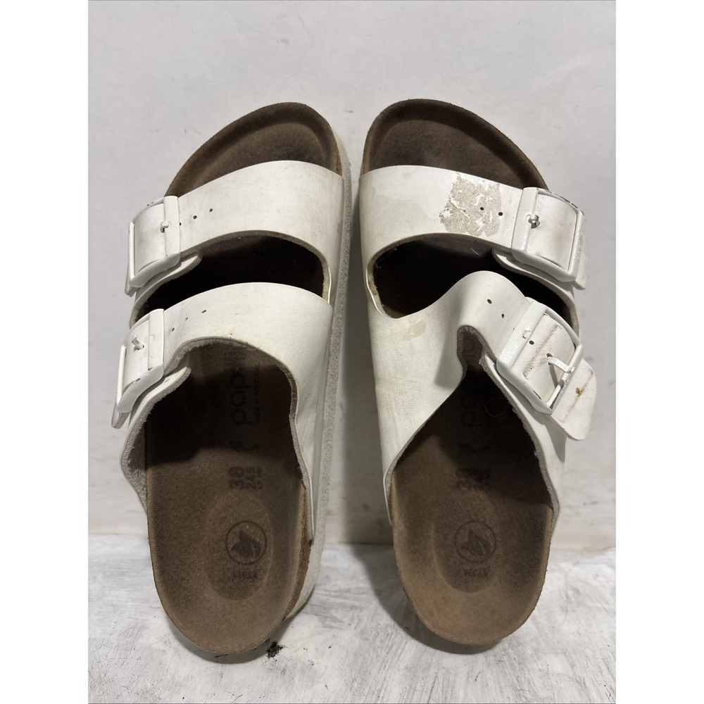 Papillio Birkenstock Arizona Platform Vegan Birko-Flor Sandal White Sz 38 US 7 N